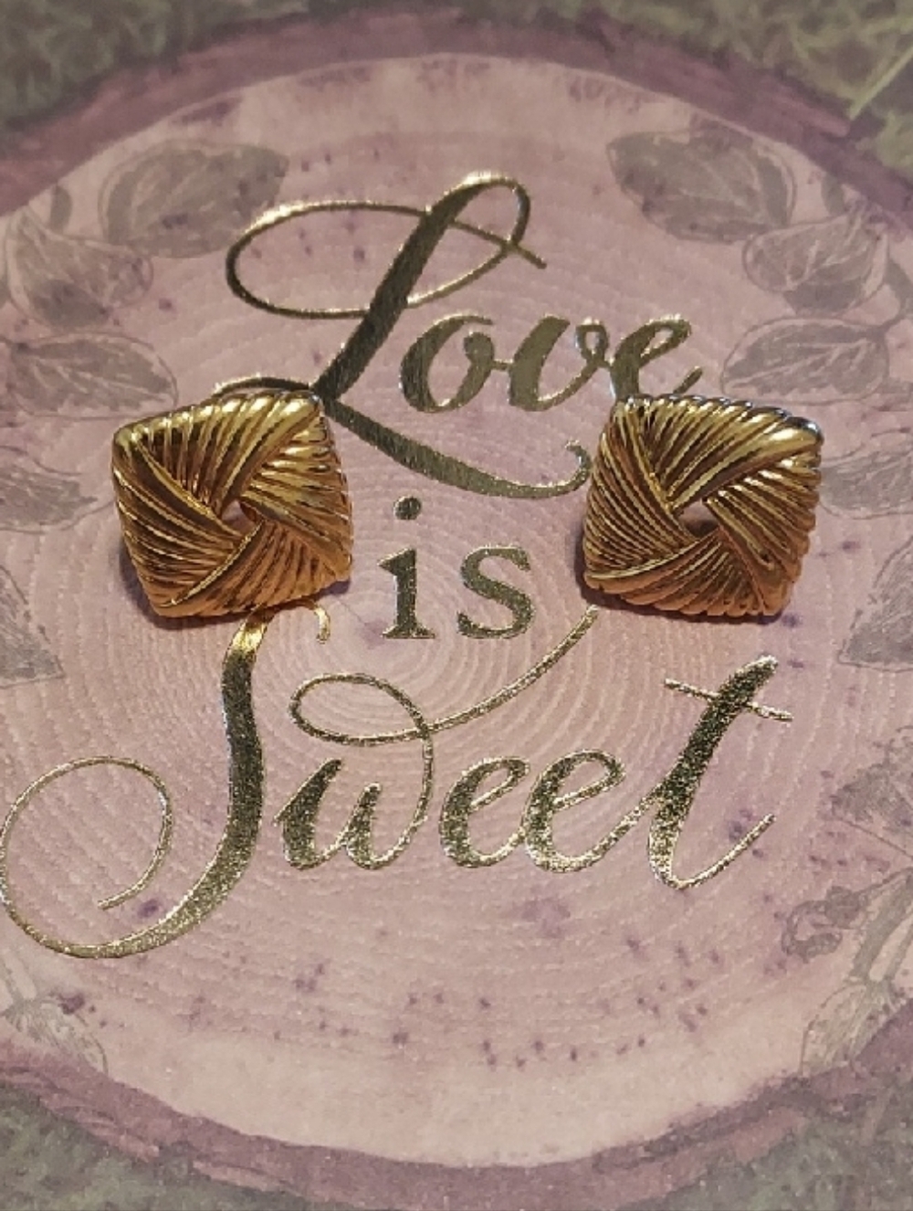 Gold Square Textured Clip-on Earrings - Women Jewelry
